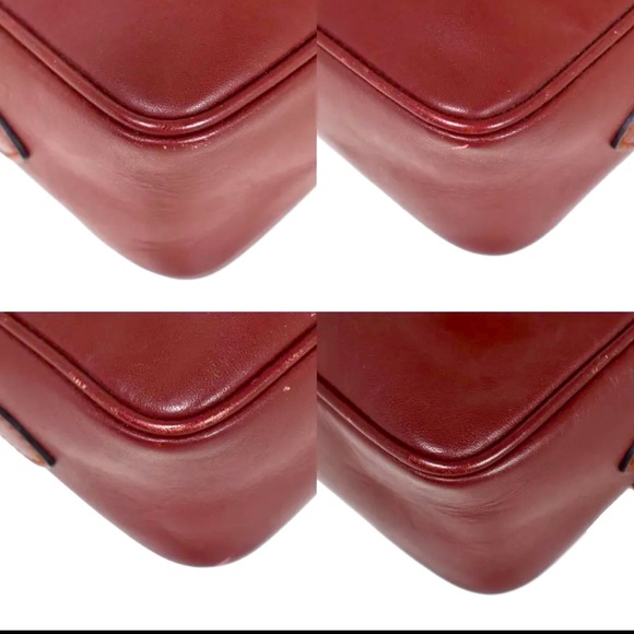 MUST DE CARTIER 2C Logo Shoulder Bag Leather Bordeaux Gold-Plated made in Italy - Picture 7 of 13